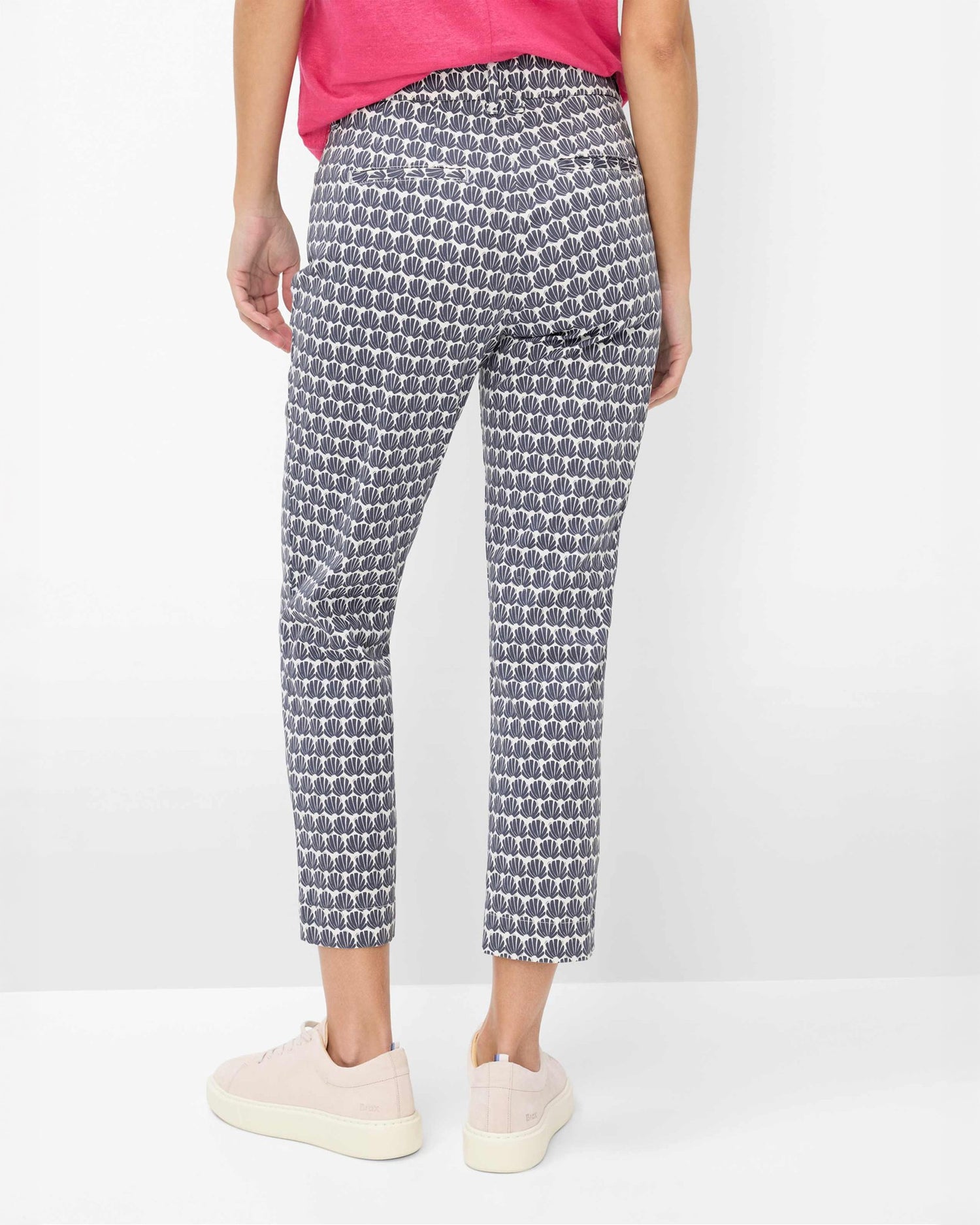 Mara Straight Leg Trousers - Navy/White Fan