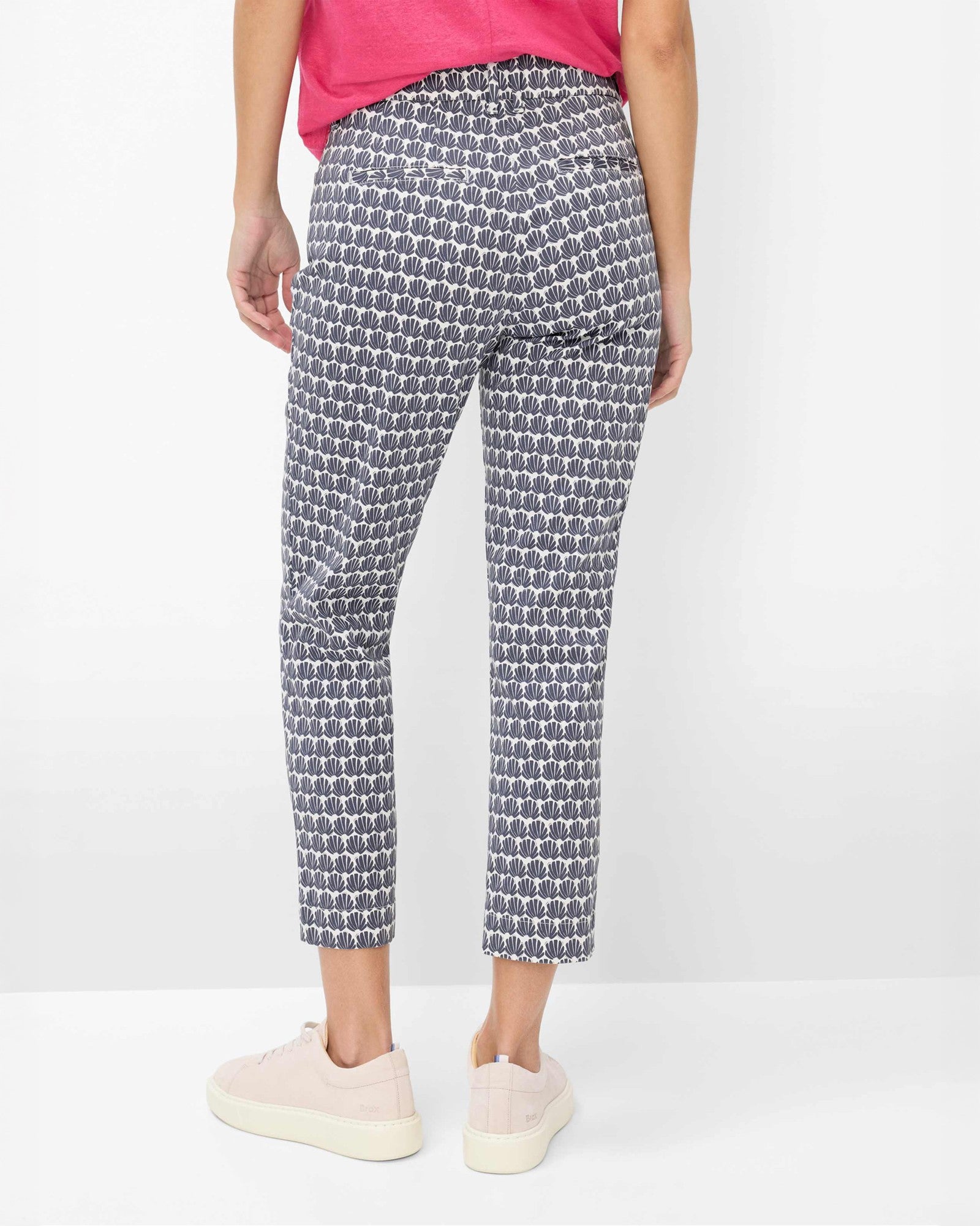 Mara Straight Leg Trousers - Navy/White Fan