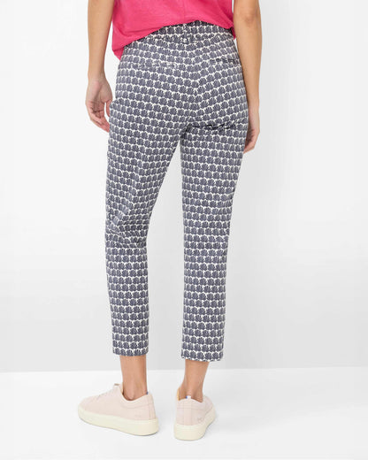 Mara Straight Leg Trousers - Navy/White Fan