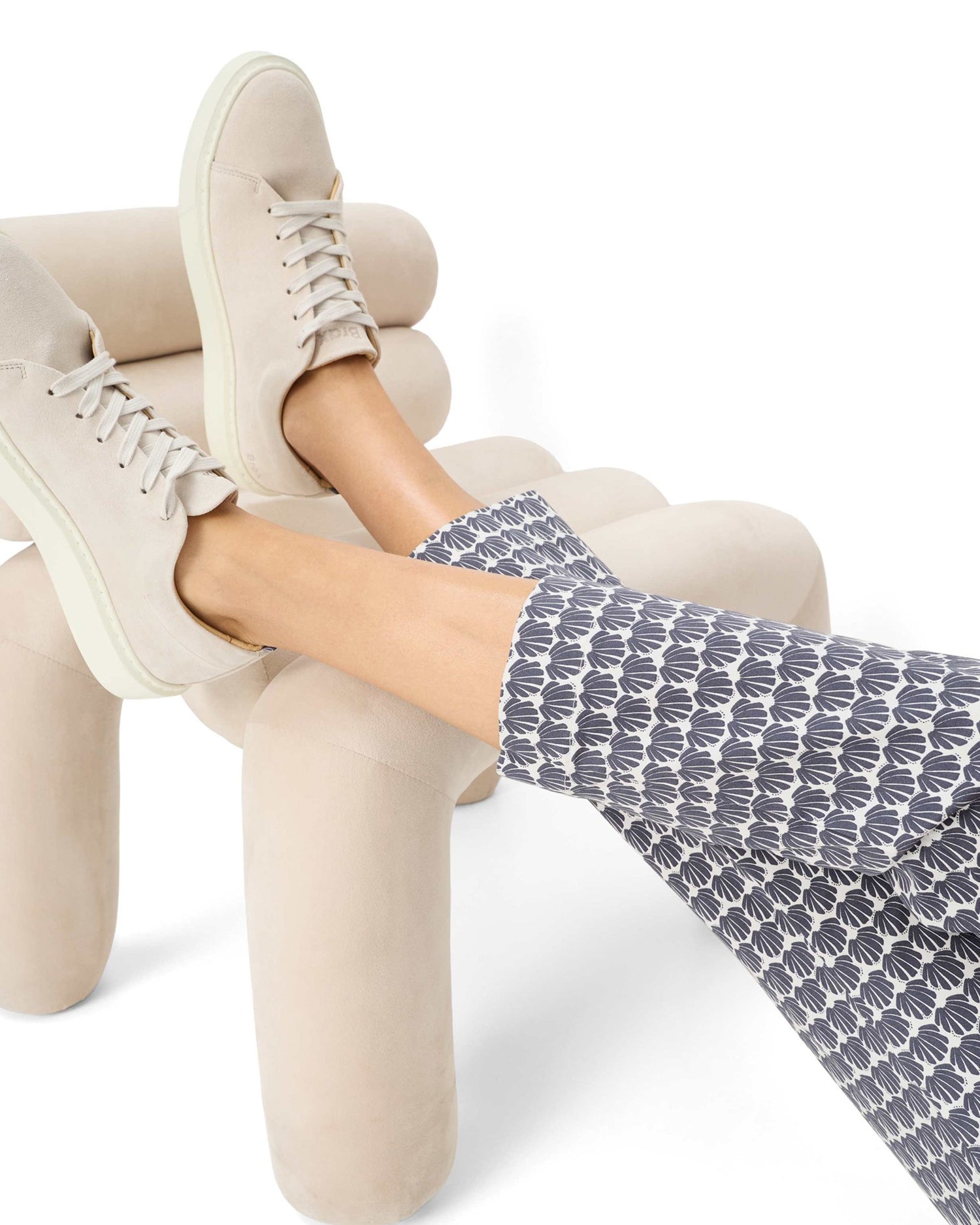 Mara Straight Leg Trousers - Navy/White Fan