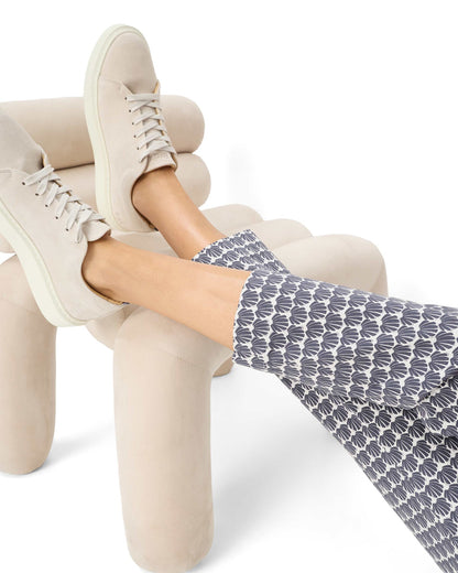 Mara Straight Leg Trousers - Navy/White Fan