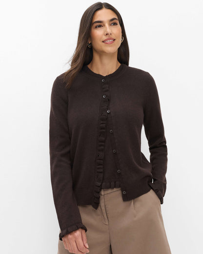 Anne Merino Cashmere Cardigan - Brown