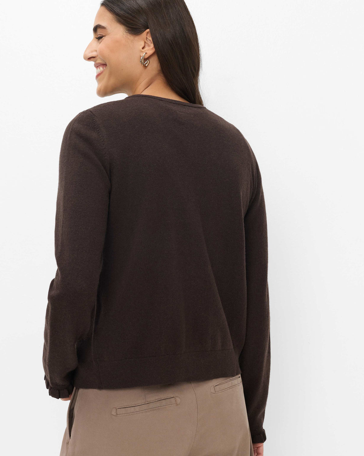 Anne Merino Cashmere Cardigan - Brown