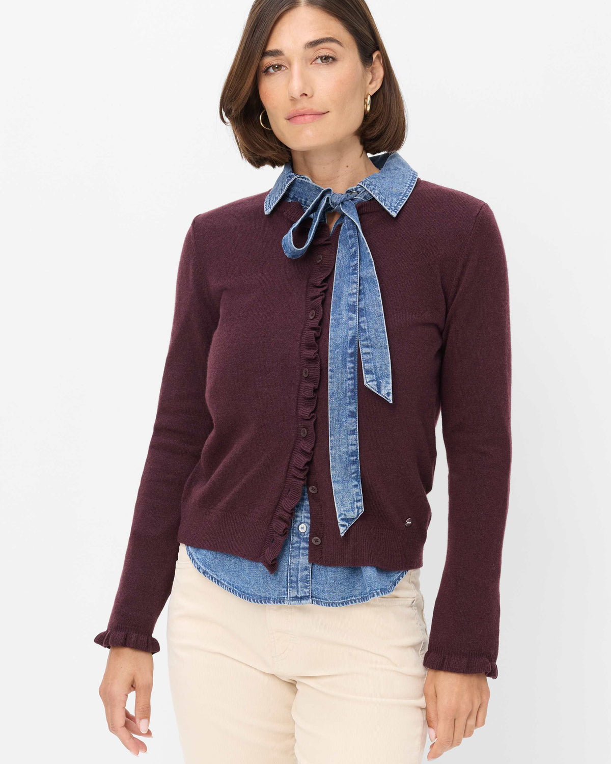 Anne Merino Cashmere Cardigan - Blackberry Biolet