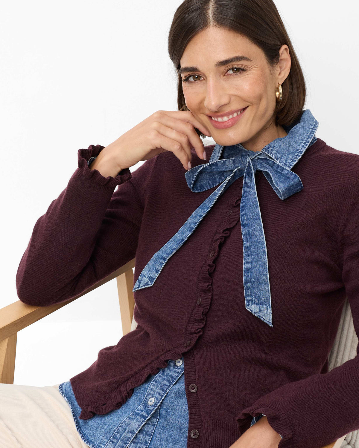 Anne Merino Cashmere Cardigan - Blackberry Biolet