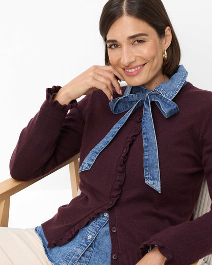 Anne Merino Cashmere Cardigan - Blackberry Biolet