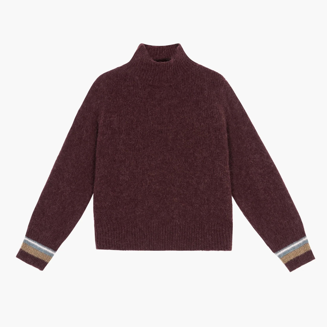 Bregan Stripe Trim Turtle Neck - Mulberry