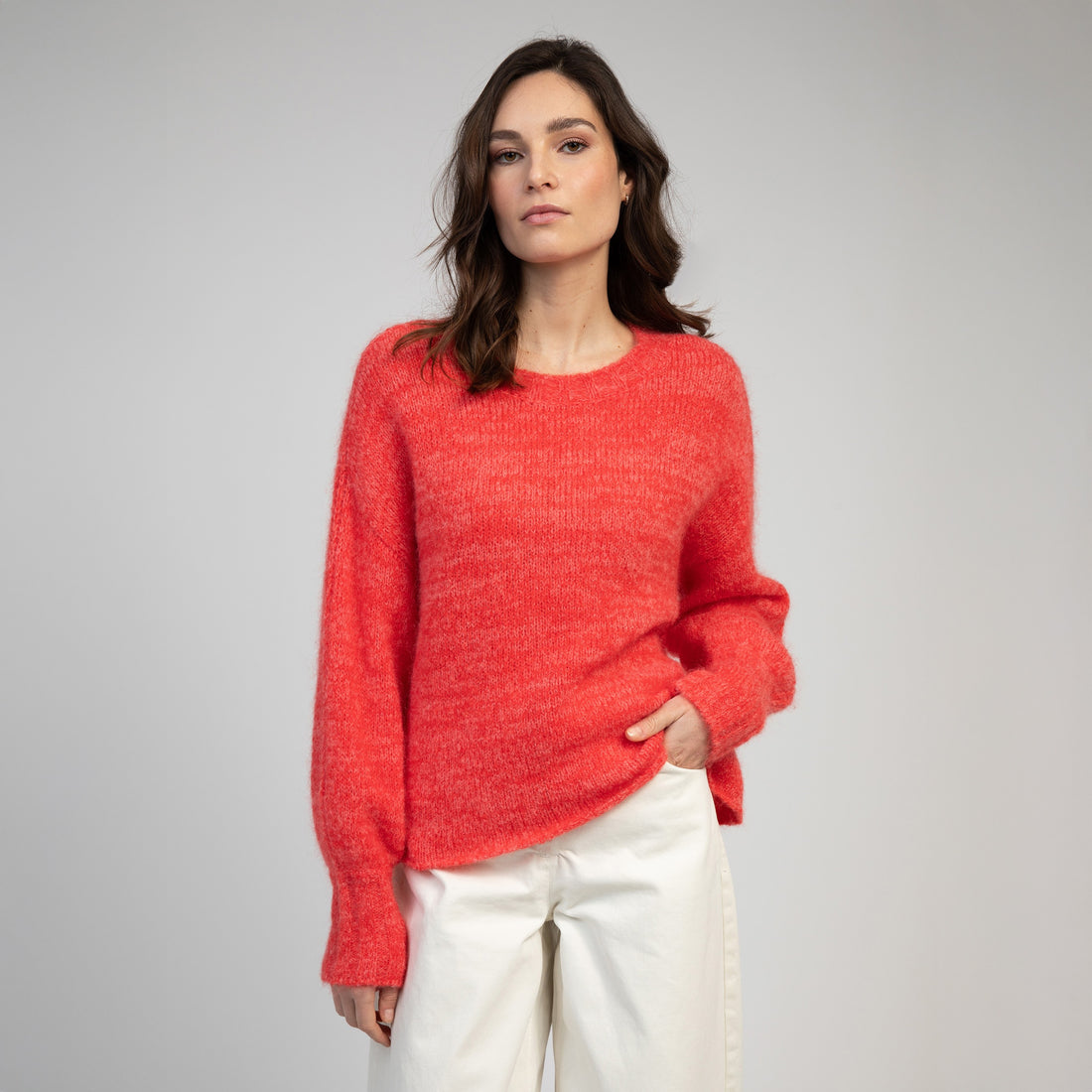 Brike Marl Knit Jumper - Scarlet Chine