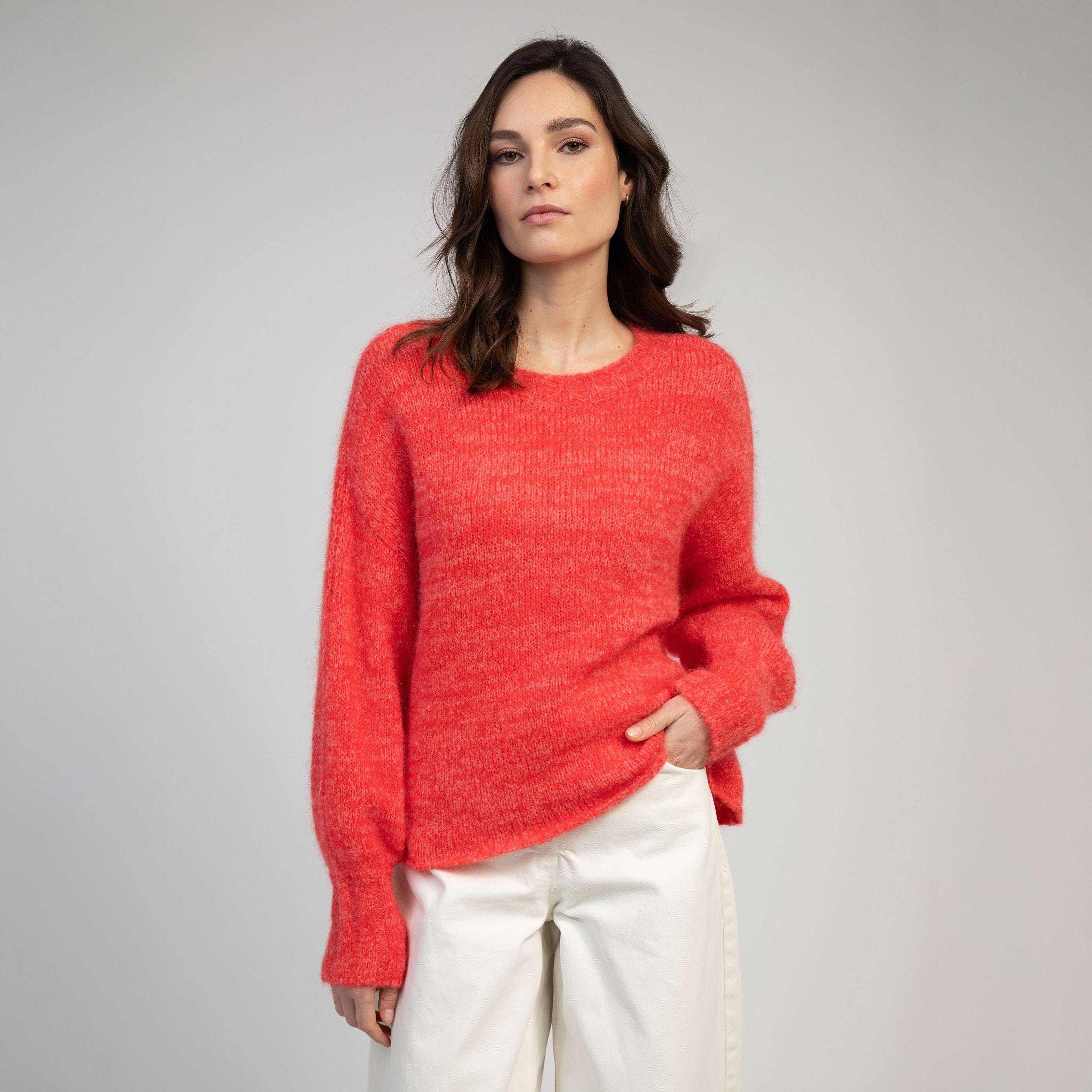 Brike Marl Knit Jumper - Scarlet Chine