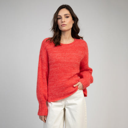 Brike Marl Knit Jumper - Scarlet Chine