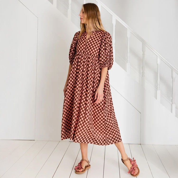 Briony Dress - Brown/Pink