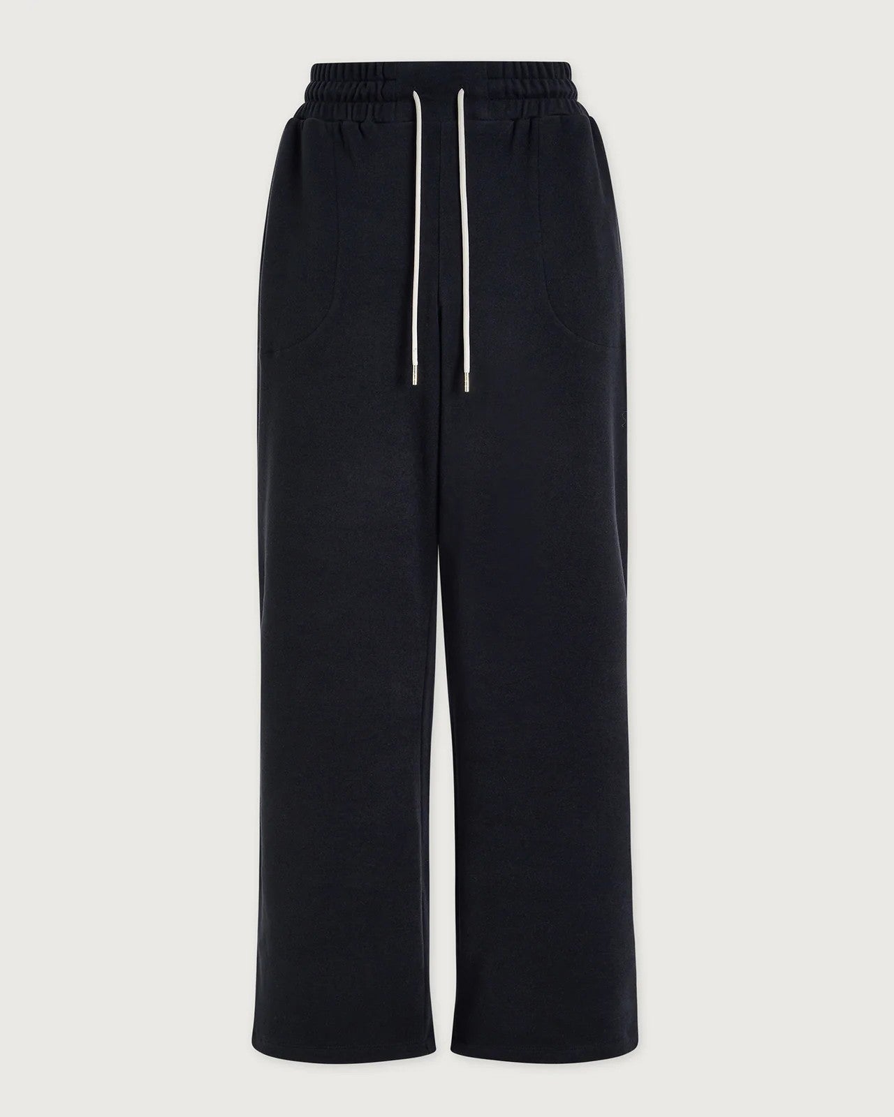 Brushed Rib Straight Leg Trousers 30" - Black / Snow White