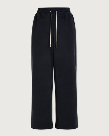 Brushed Rib Straight Leg Trousers 30" - Black / Snow White