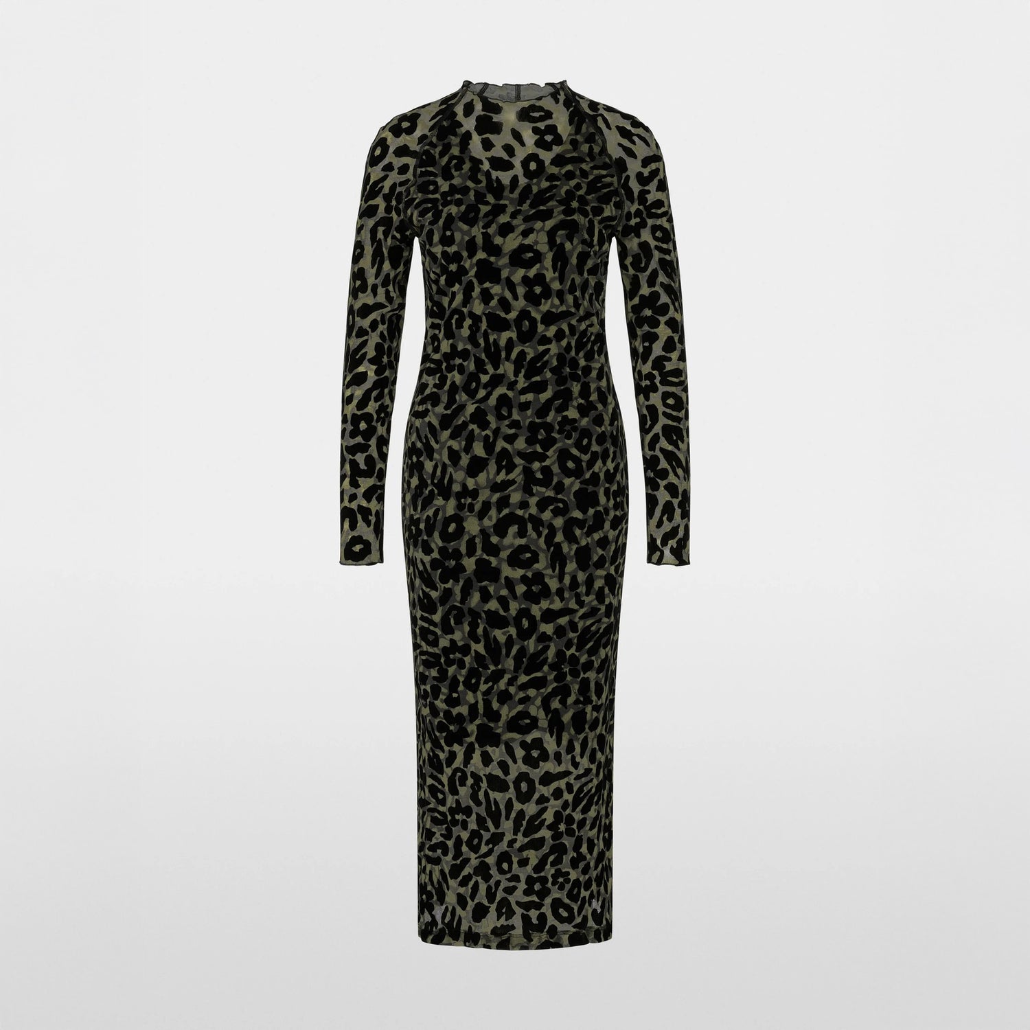 Burnout Animal Print Dress - Olive Drab