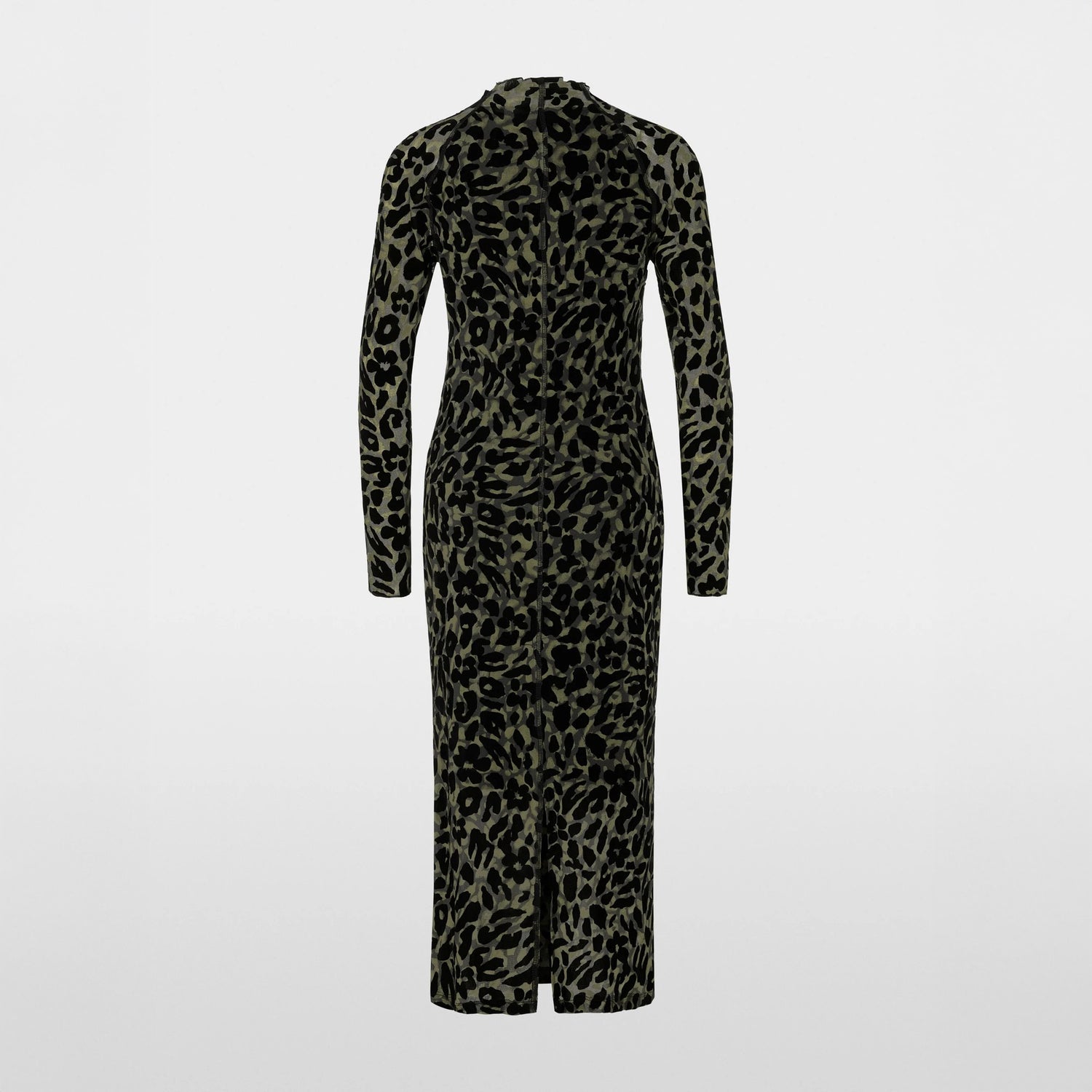 Burnout Animal Print Dress - Olive Drab