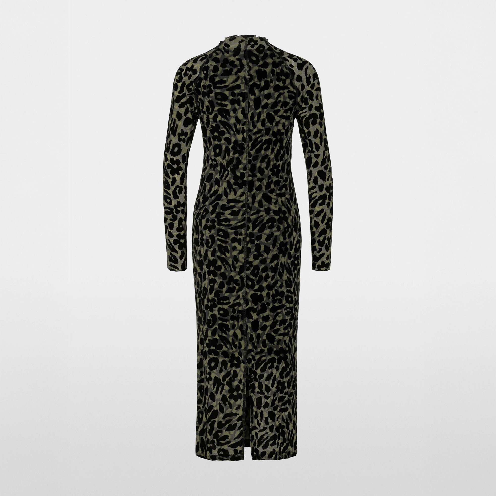 Burnout Animal Print Dress - Olive Drab