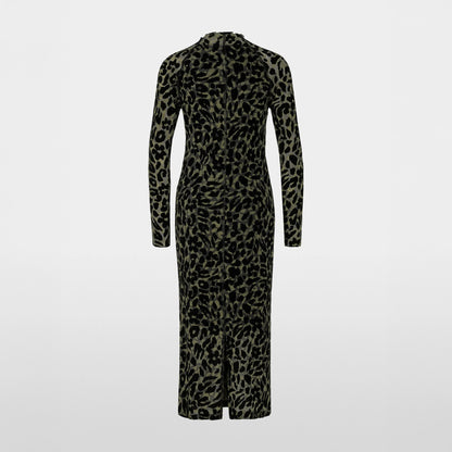 Burnout Animal Print Dress - Olive Drab