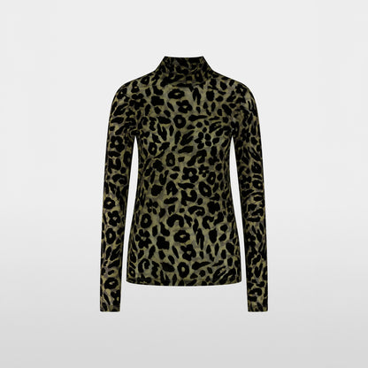 Burnout Animal Print Top - Olive Drab