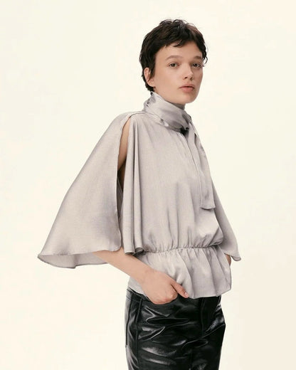 Butterfly Sleeved Blouse - Pearl Grey