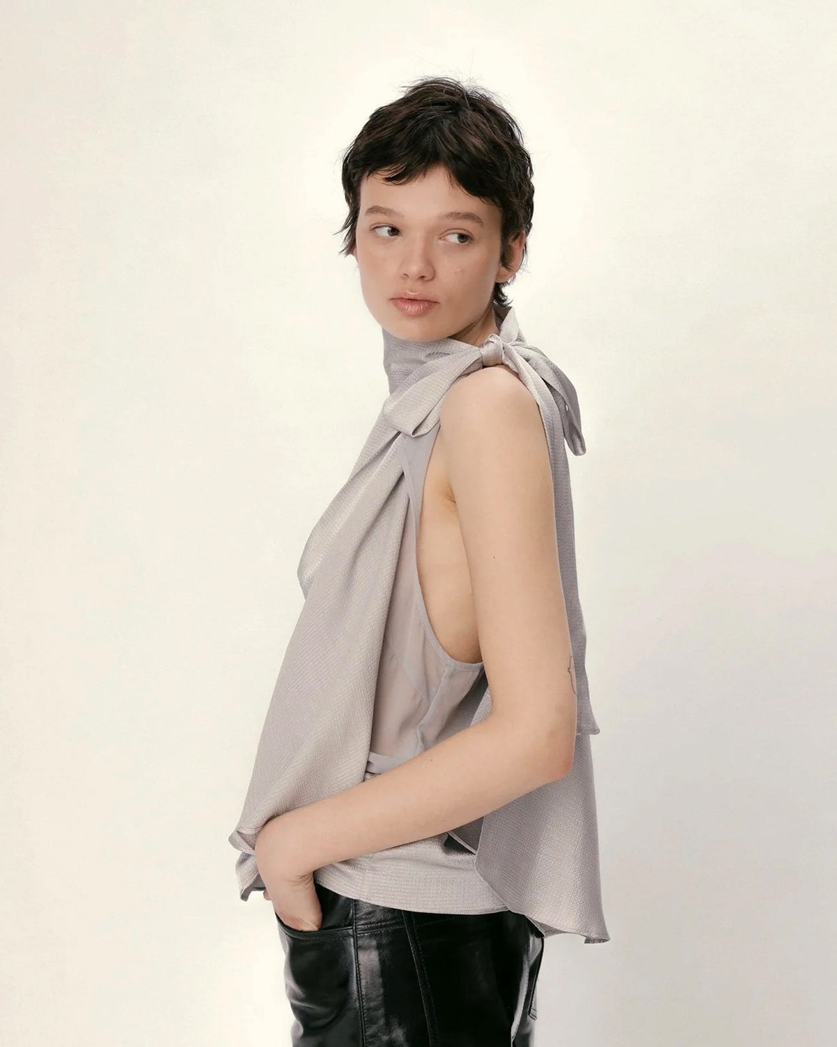 Butterfly Sleeved Blouse - Pearl Grey