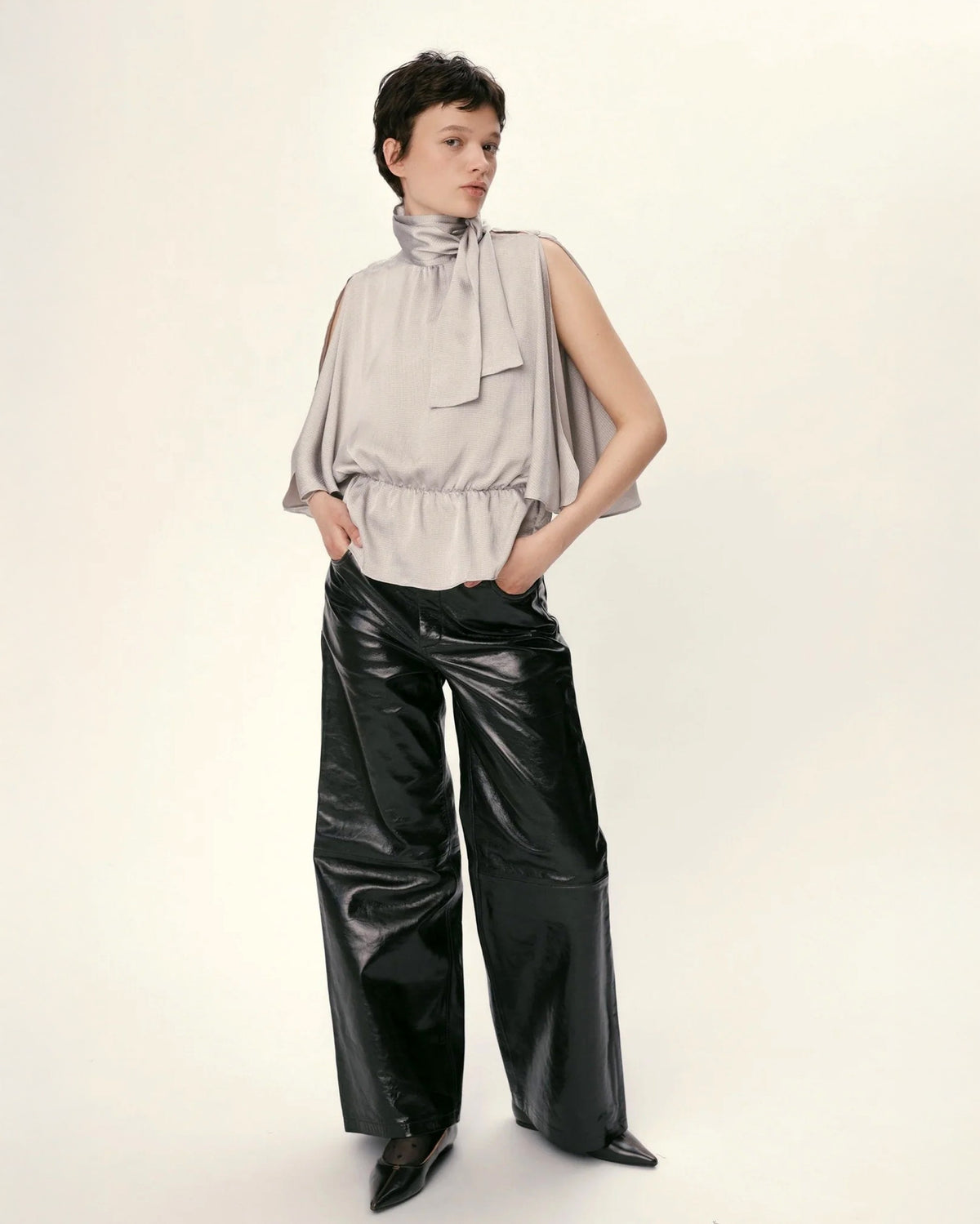 Butterfly Sleeved Blouse - Pearl Grey