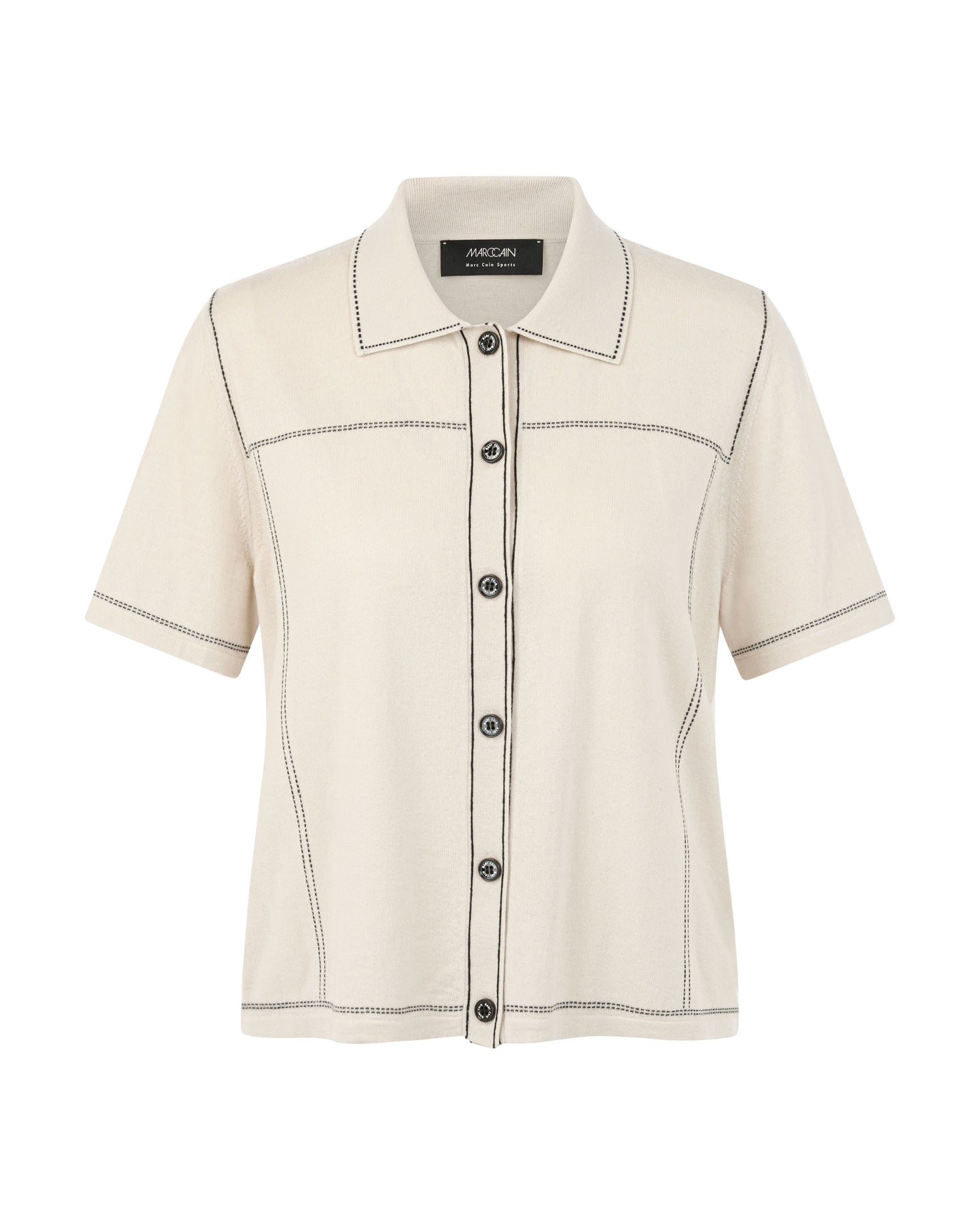 Button Through Knit Polo - Cream