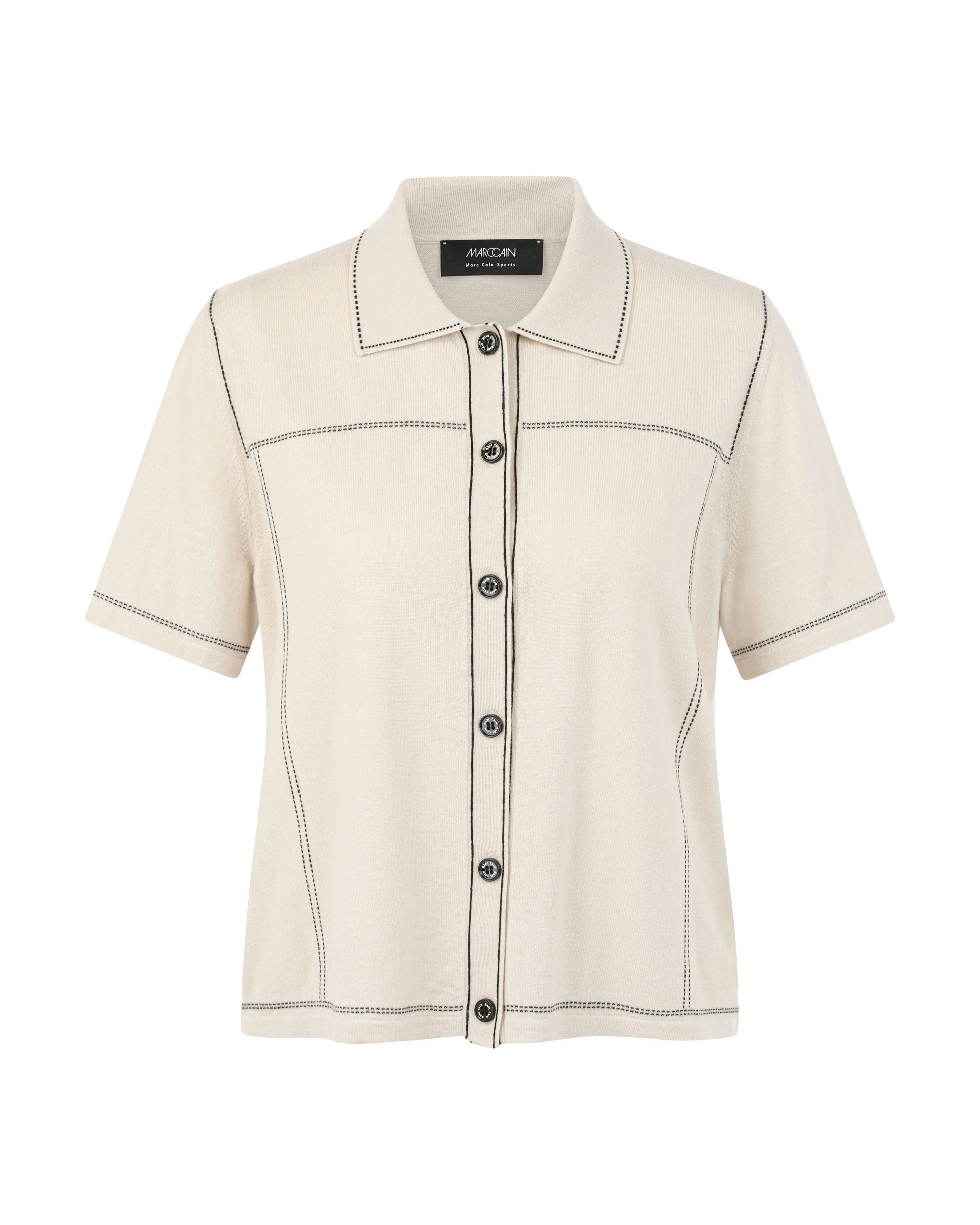Button Through Knit Polo - Cream