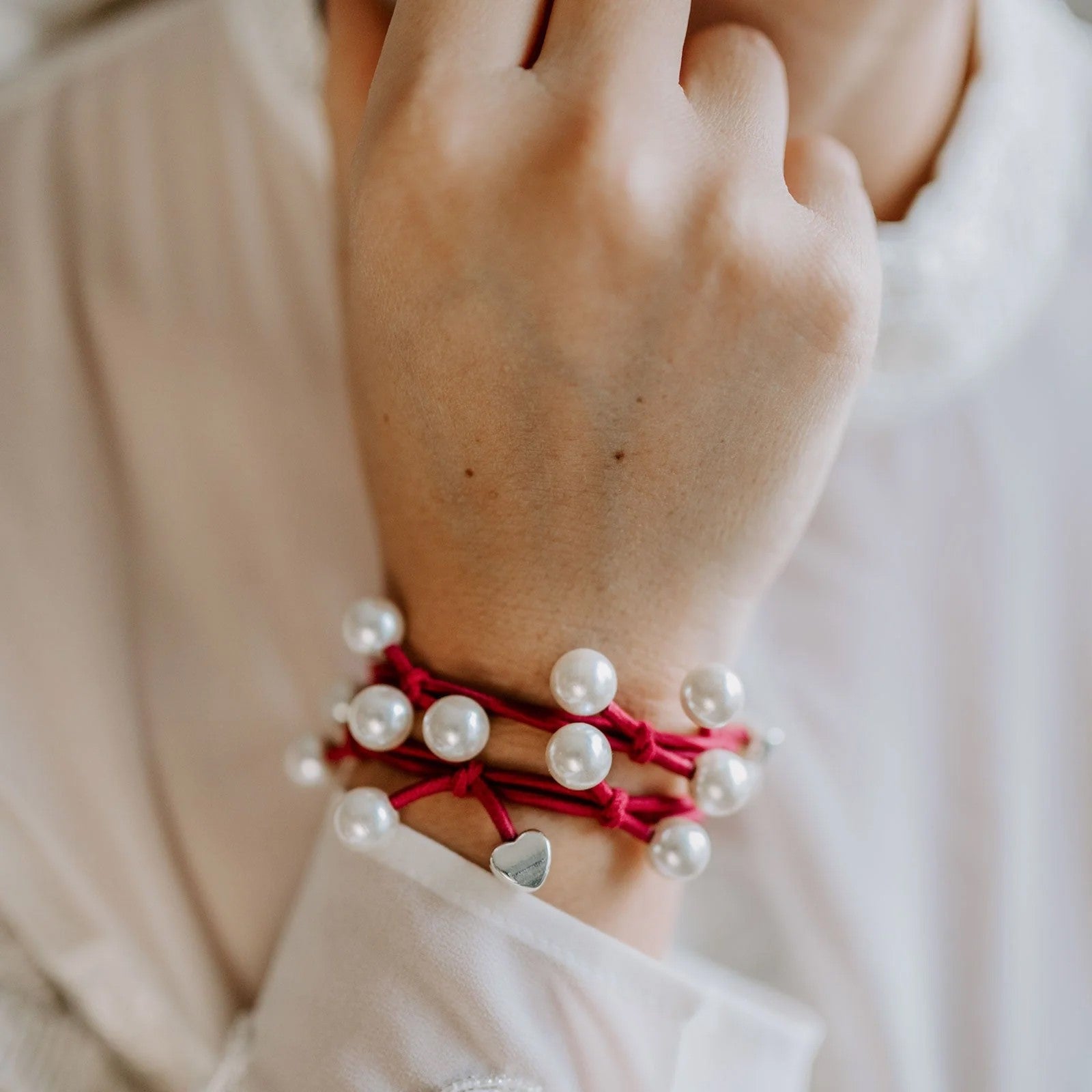 Pearl Cluster Band - Burgundy