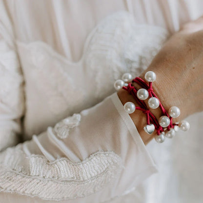 Pearl Cluster Band - Burgundy