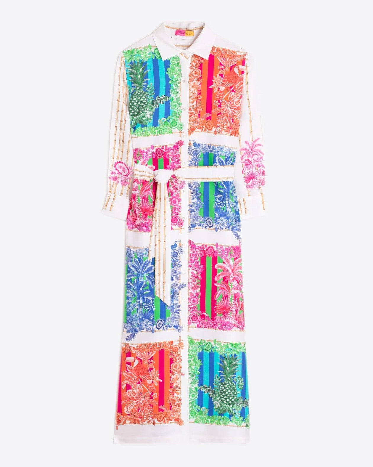 Camisero Postcard Printed Shirt Dress - Multi