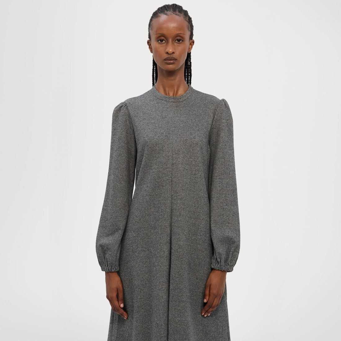 Canard Herringbone Jersey Dress - Medium Grey