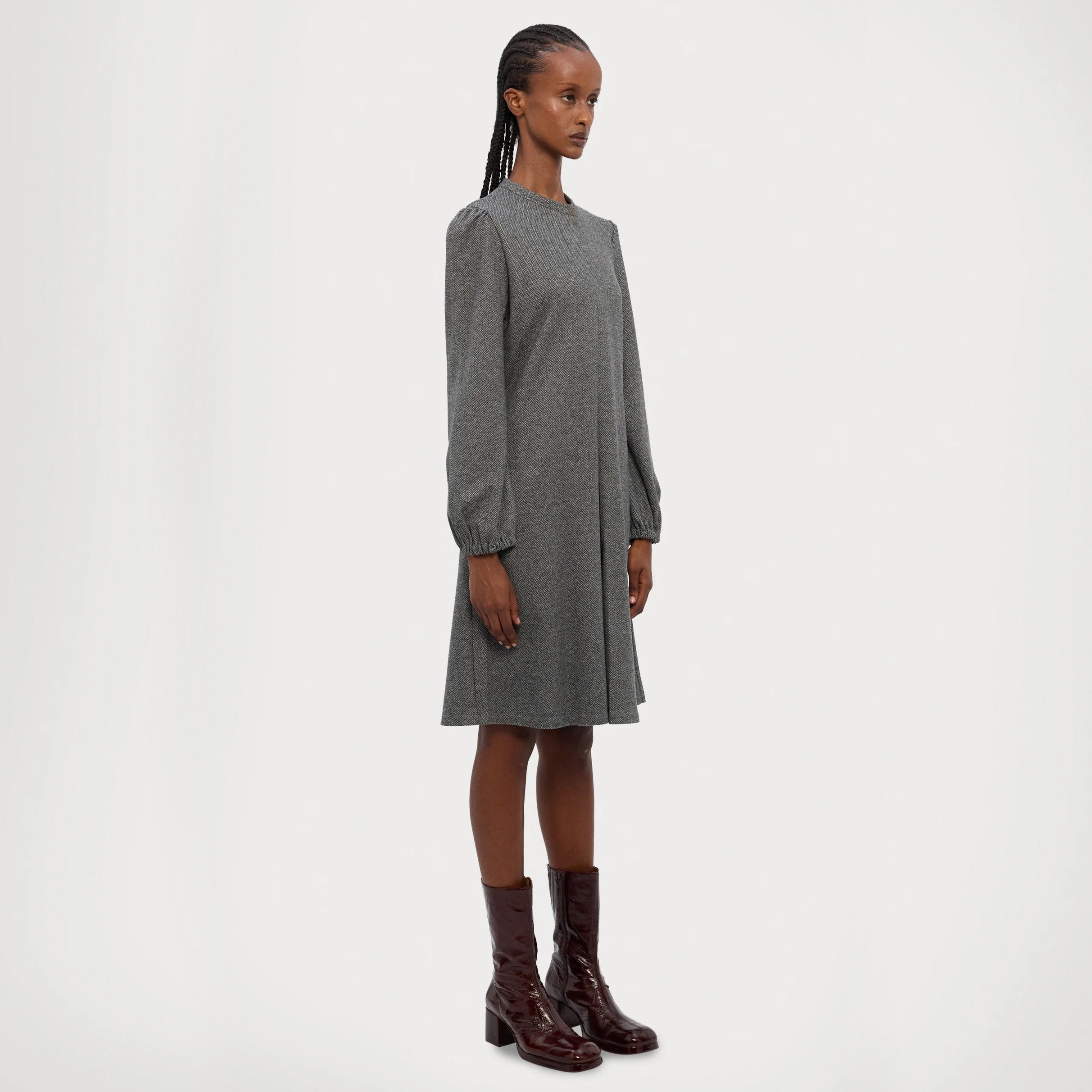 Canard Herringbone Jersey Dress - Medium Grey