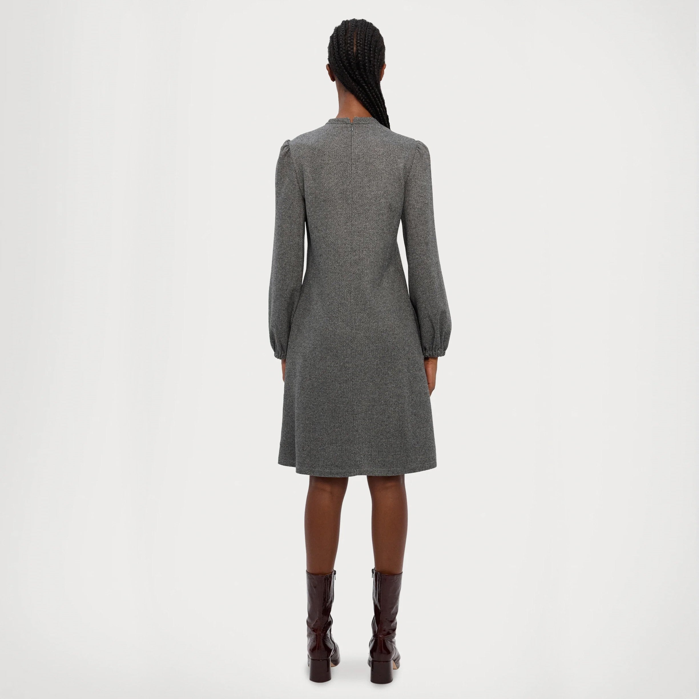 Canard Herringbone Jersey Dress - Medium Grey