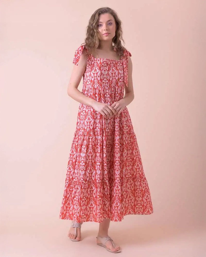 Capri Tie Strap Sundress - Emperor Neon Pink