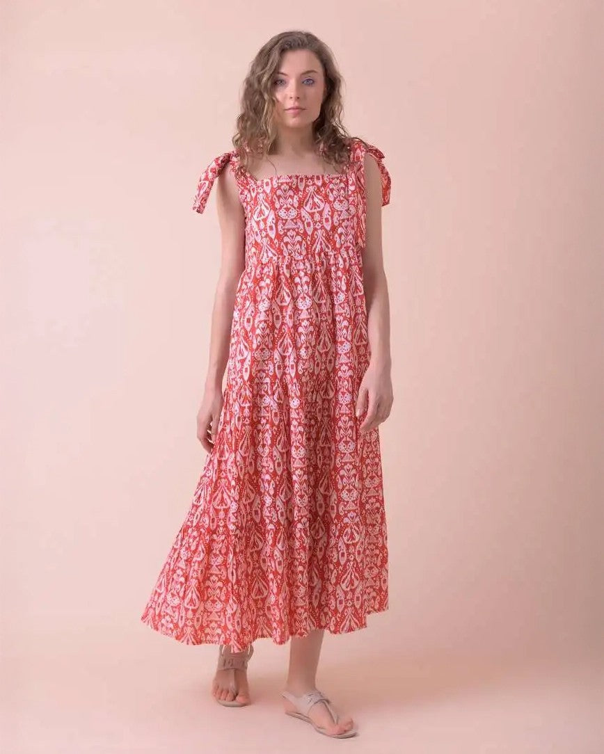 Capri Tie Strap Sundress - Emperor Neon Pink