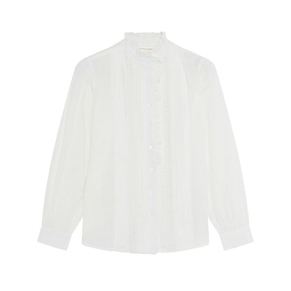 Bella Cotton Dobby Spot Blouse - White