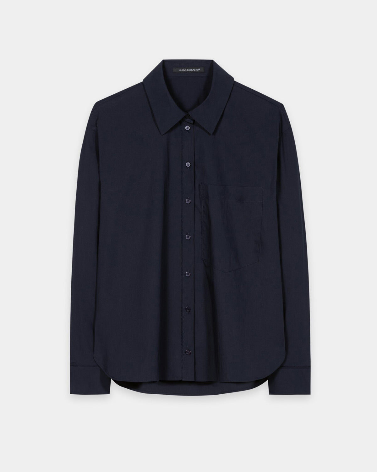 Cashmere/Silk Polo Shirt With Removable Collar - Smoky Blue