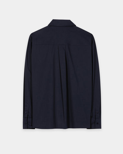 Cashmere/Silk Polo Shirt With Removable Collar - Smoky Blue