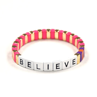 Charity Believe Bracelet - White/Pink/Gold
