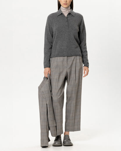 Check Tapered Trousers - Heather Grey