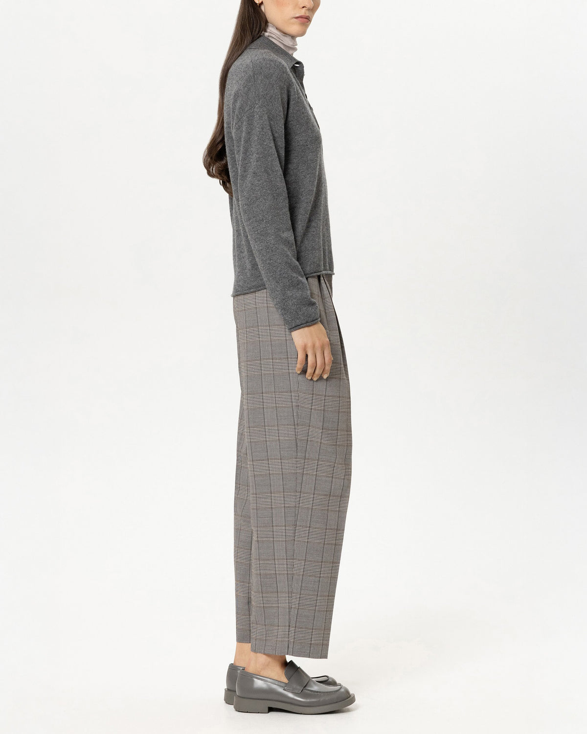 Check Tapered Trousers - Heather Grey