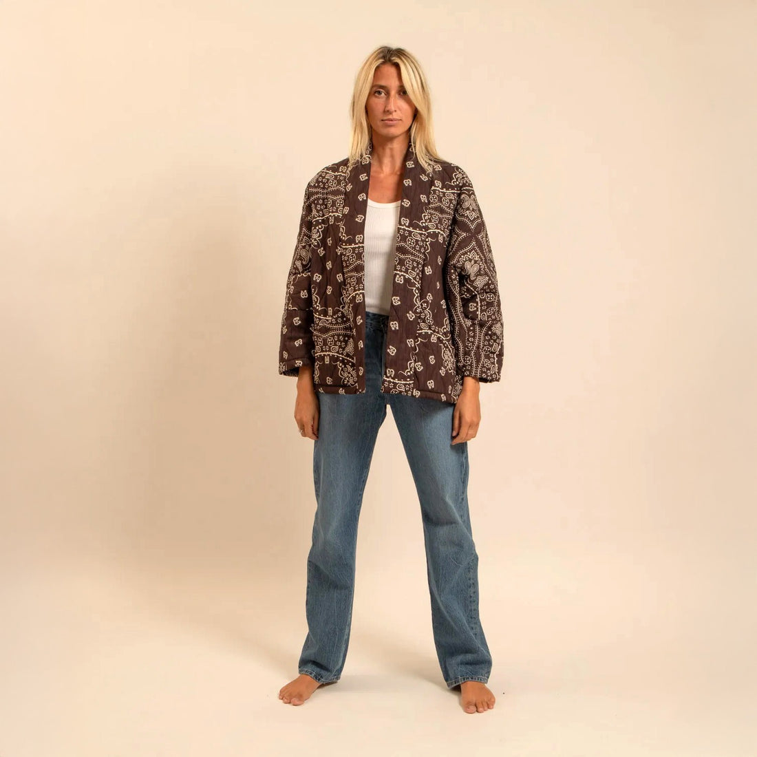 Chicago Bandana Print Jacket - Chocolate