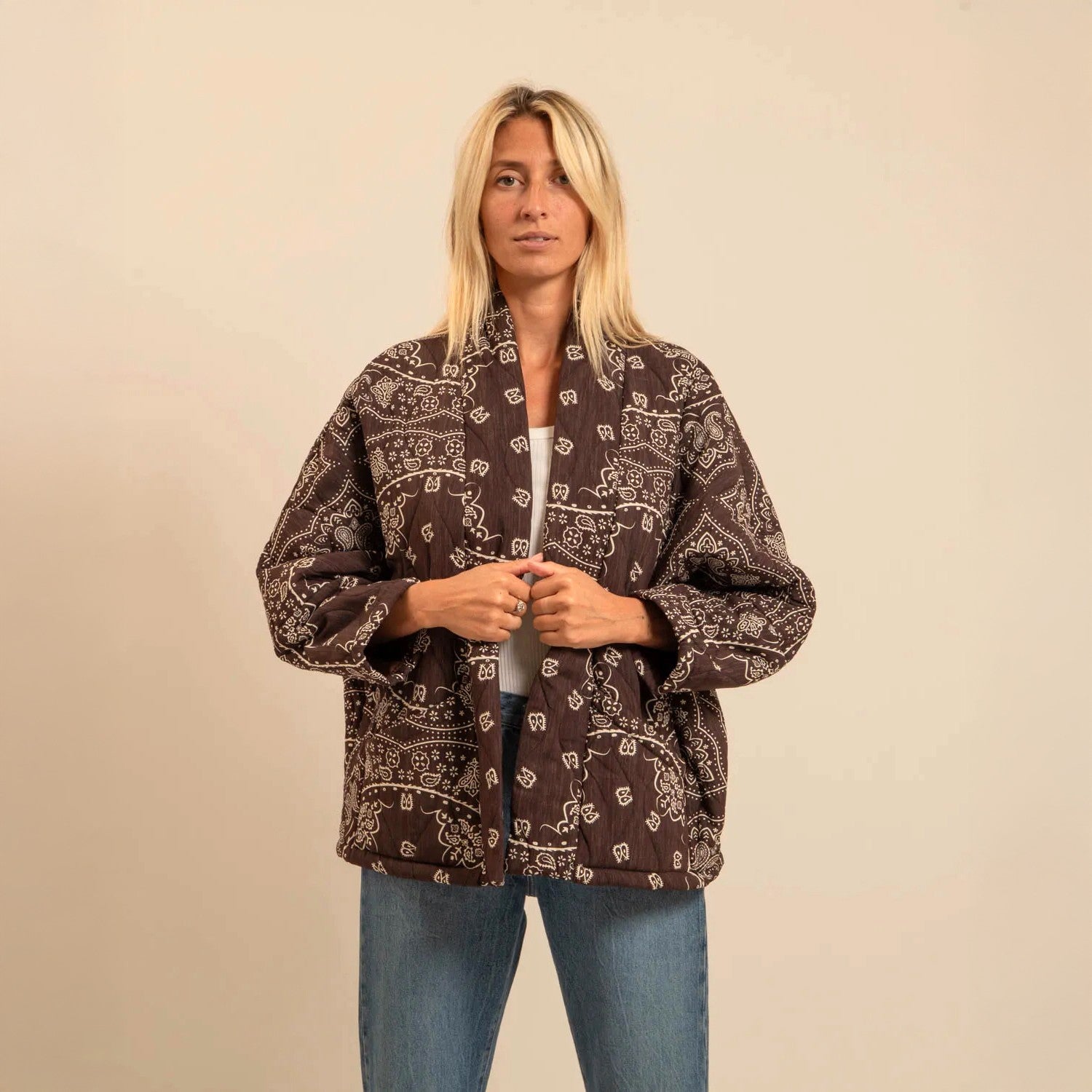 Chicago Bandana Print Jacket - Chocolate