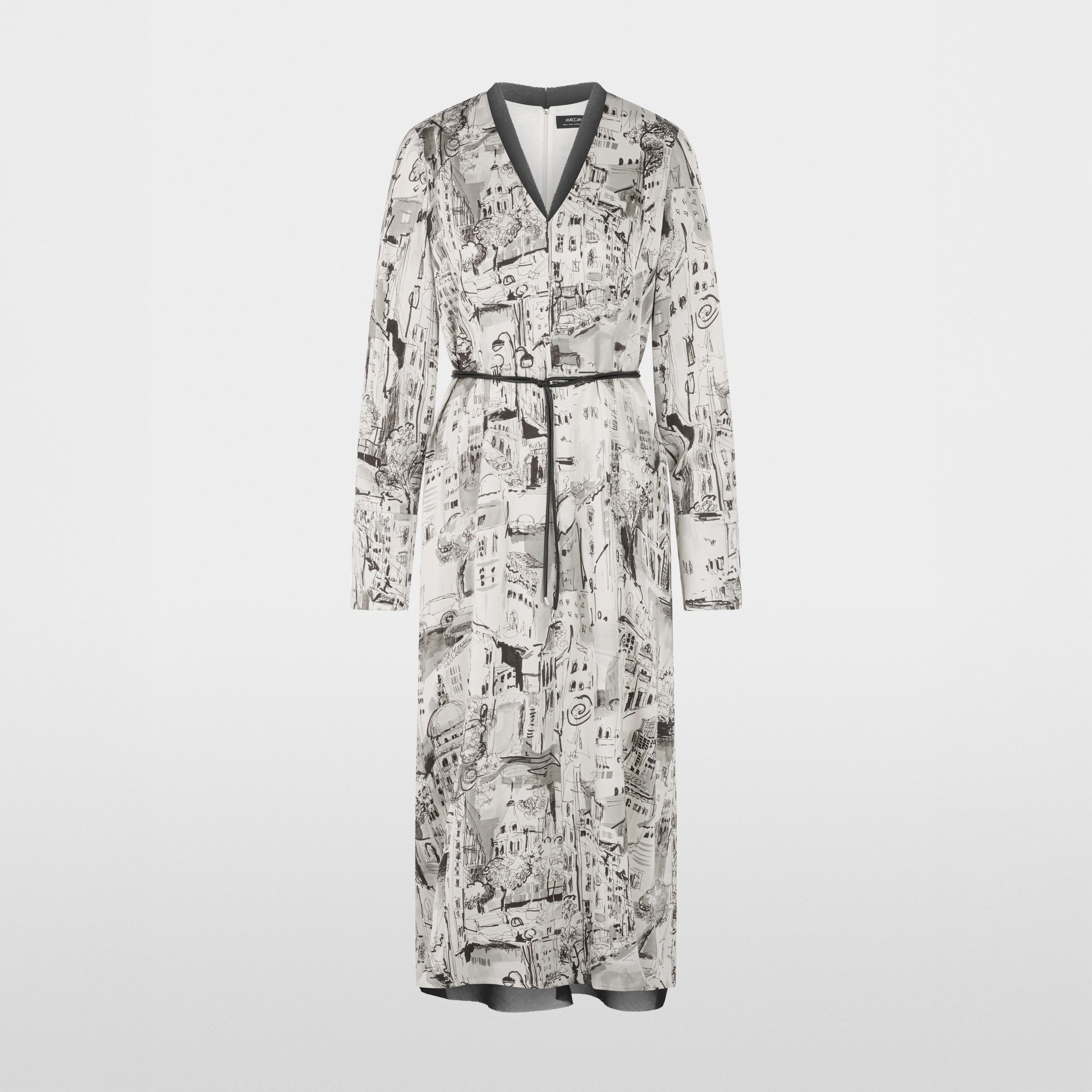 City Art Print Long Dress - Smoke