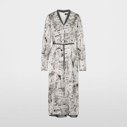 City Art Print Long Dress - Smoke