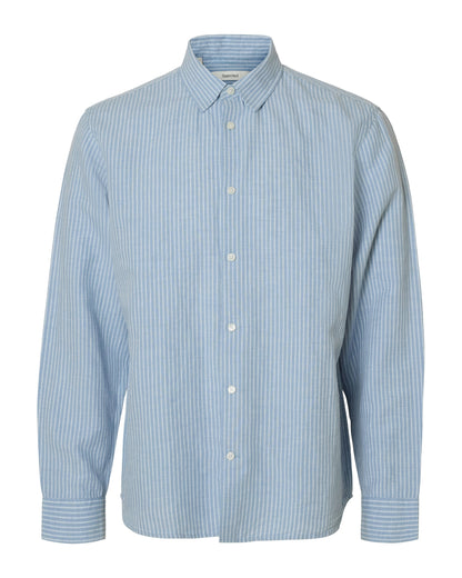 Clay Linen blend Long Sleeve Shirt - Dusty Blue