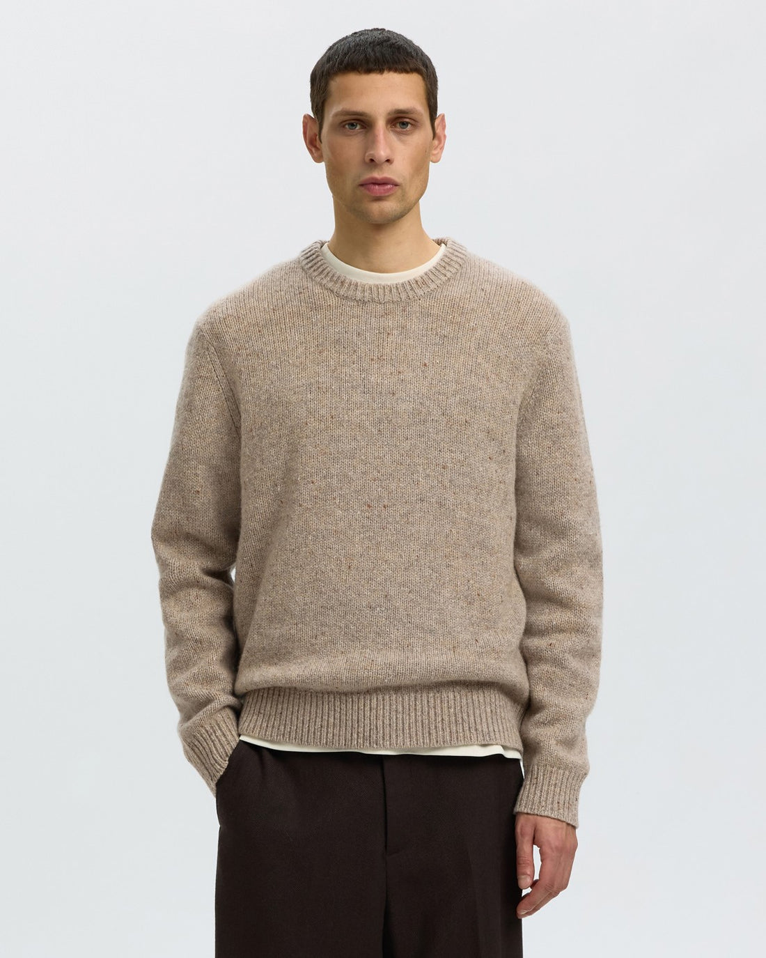 Cody Long Sleeve Knit Crew Neck - Oatmeal Neps