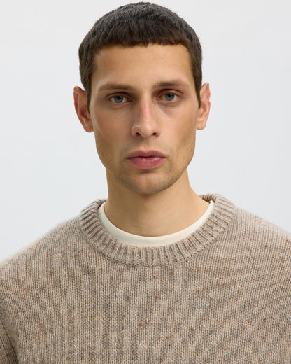 Cody Long Sleeve Knit Crew Neck - Oatmeal Neps