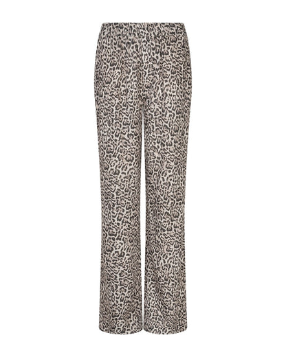 Colette Linen Leopard Trousers - Pebble