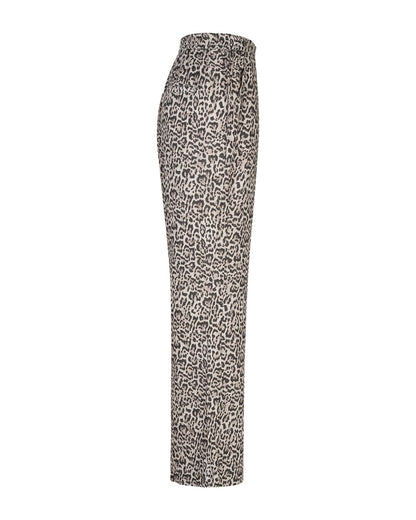 Colette Linen Leopard Trousers - Pebble